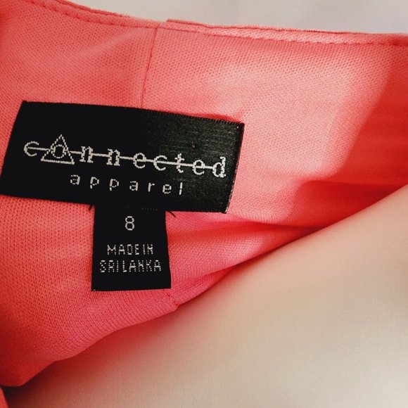 CONNECTED APPAREL Solid All Pink Textured Cap Sleeve Dress Womens Size 8 - Picture 5 of 7